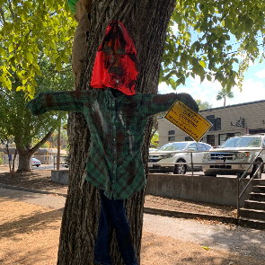 The Pink Hat Scarecrow