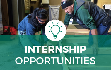 INTERNSHIP OPPORTUNITIES - photo of intern drilling into wood with another staff member helping them