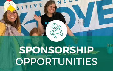 SPONSORSHIP OPPORTUNITIE - photo of sponsor and event participant with their child in front of booth