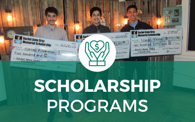 Scholarship Programs - image of three boys holding scholarship checks